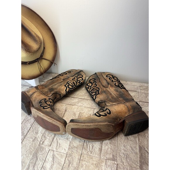 CORRAL Women's Boots Sz 8 1/2M Bronze Turquoise Overlay Snip Toe Cowgirl Western - Picture 10 of 16